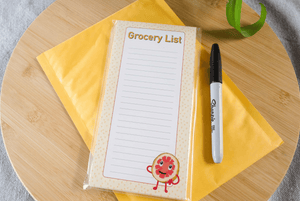 Grocery List Notepad, Cute Pink Grapefruit Lined Pad, 50-Tear Away Sheets
