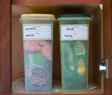 Load image into Gallery viewer, Decorative labels, pantry labels, content labels,  write on label, food labels, date labels, lined labels, kitchen organization.