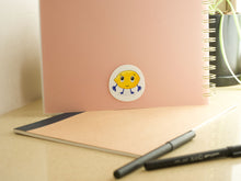 Load image into Gallery viewer, fruit sticker, sticker for notebook, waterproof sticker, cute sticker, lemon fellow, lemon cartoon sticker, vinyl sticker, matte finish sticker, waterproof sticker, lemon decal.