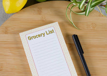 Load image into Gallery viewer, grocery list notepad, shopping list pad, market list, food list, weekly grocery list, daily shopping, memo pad, cute notepad, grapefruit design.