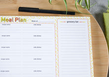 Load image into Gallery viewer, Meal planning template and grocery list. Easy weekly meal planner pad. meal plan notepad, keto food planner, weekly meal plan for 2, meal planning, food journal pad, dinner planner, meal plan list pad, meal prep templated, weekly eating planner, diet planner, meal planner for family.