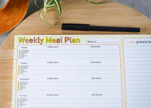 Load image into Gallery viewer, meal plan notepad with grocery list, meal plan pad, meal planning notepad, baby meal planner, meal planning baby, diabetic meal plan, grocery list notepad, shopping notepad, grocery list and planner, dinner party menu plan, food prep gift, family meal planner.
