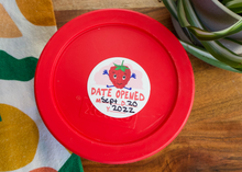 Load image into Gallery viewer, Raspberry Date Labels, Write-On Food Storage Labels, Round 2" x 2" , Set of 24