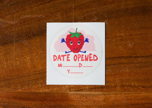 Raspberry Date Labels, Write-On Food Storage Labels, Round 2" x 2" , Set of 24