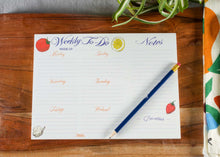 Load image into Gallery viewer, weekly to do planner notepad with detachable notes. Weekly planner with to do list and priorities. Lined and undated planner desk pad. 50 page to do list notepad.