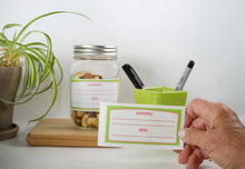 Load image into Gallery viewer, Pantry labels, storage labels, food labels, date label, content label, kitchen label, day care food label, jar label, container label, food storage label, jam label, canning label, durable kitchen label.
