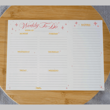 Load image into Gallery viewer, Weekly to-do planner notepad. 50 tear-away sheets. Weekly planner with notes. Task Planner pad. To-Do Daily memo pad. Work planner pad
