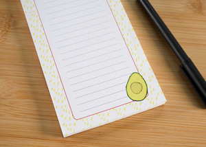 grocery list notepad, shopping list pad, 50-page lined notepad, avocado themed pad, list pad, market list pad.