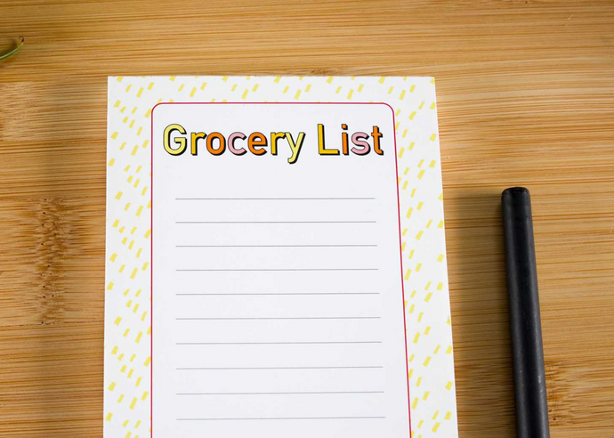 grocery list notepad, shopping pad, lined pad, avocado themed notepad, meal prep list