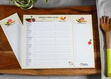 Load image into Gallery viewer, Weekly meal planner notepad with detachable shopping list, easy meal plan template, family dinner meal planner pad, weekly planner with grocery list. 
